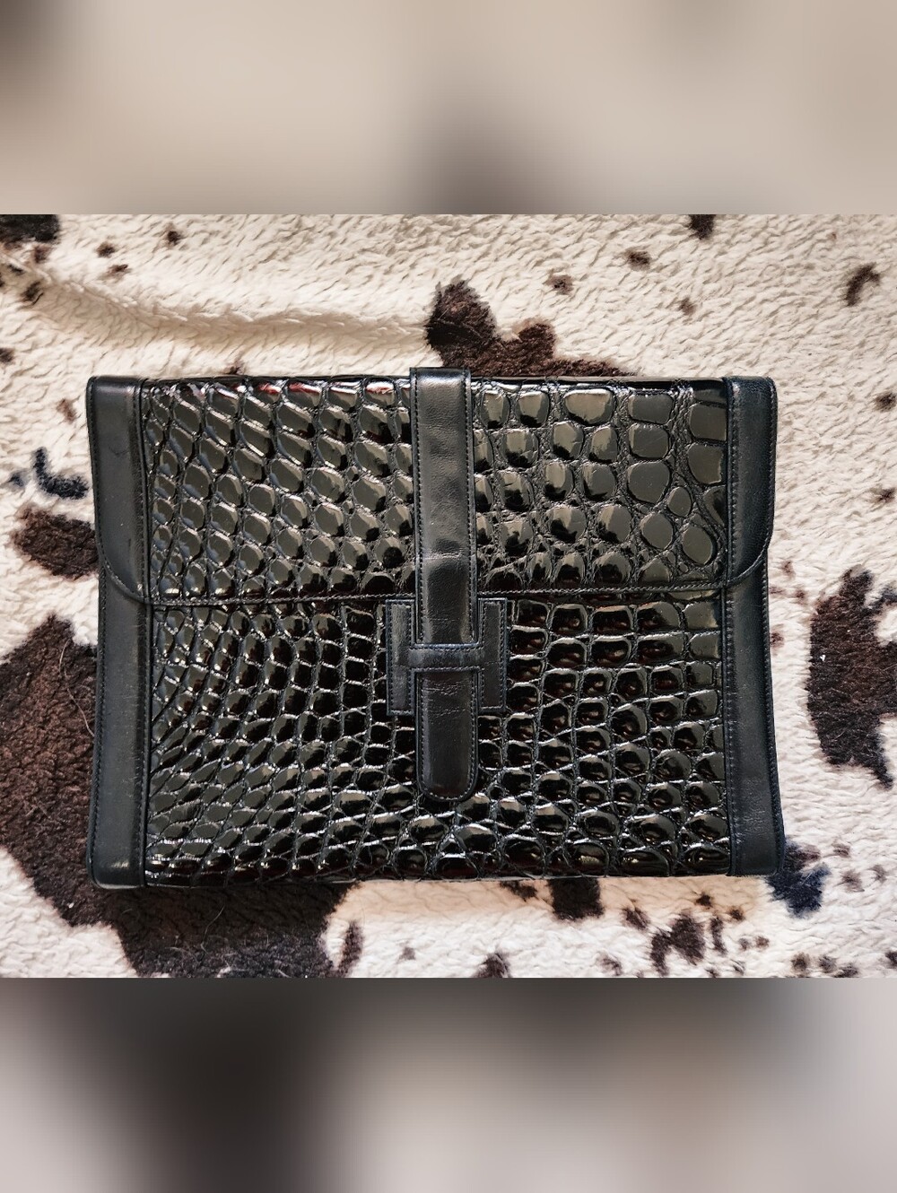 WOMEN'S 80'S/90'S LEATHER CLUTCH - BLACK